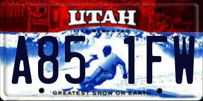 UT license plate A851FW