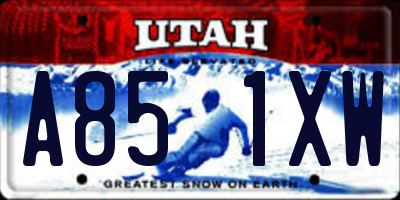 UT license plate A851XW