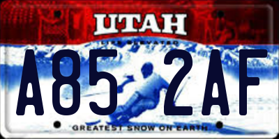 UT license plate A852AF