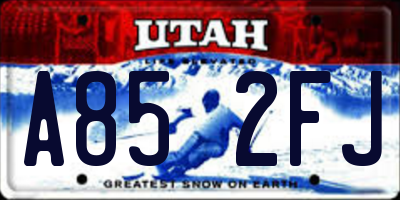 UT license plate A852FJ