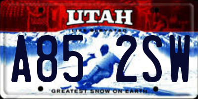 UT license plate A852SW