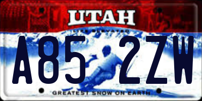 UT license plate A852ZW