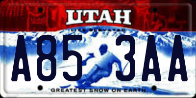 UT license plate A853AA