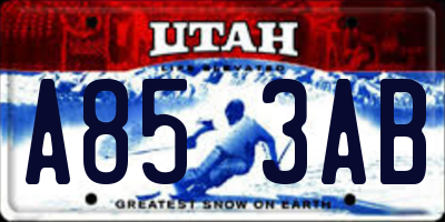 UT license plate A853AB