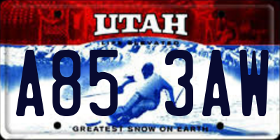 UT license plate A853AW