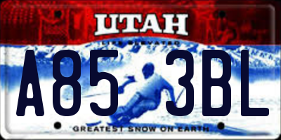 UT license plate A853BL