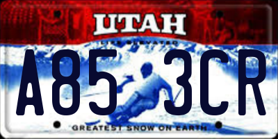 UT license plate A853CR