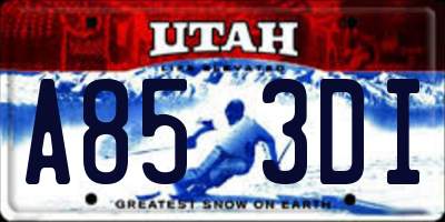 UT license plate A853DI