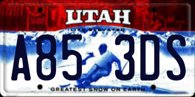 UT license plate A853DS