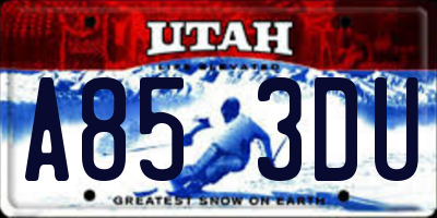 UT license plate A853DU