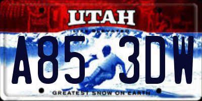 UT license plate A853DW