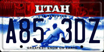 UT license plate A853DZ