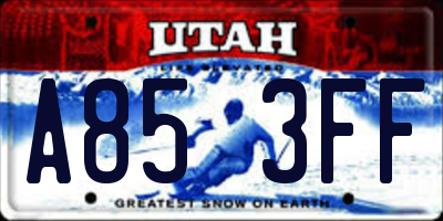 UT license plate A853FF