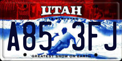 UT license plate A853FJ