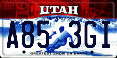 UT license plate A853GI