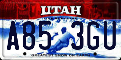 UT license plate A853GU