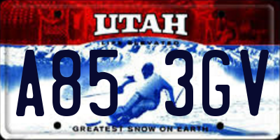 UT license plate A853GV