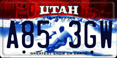 UT license plate A853GW