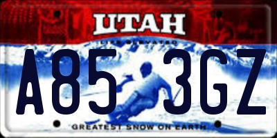 UT license plate A853GZ