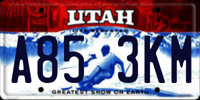 UT license plate A853KM