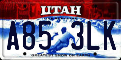 UT license plate A853LK
