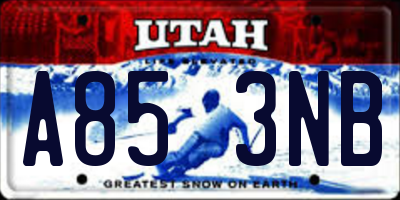 UT license plate A853NB