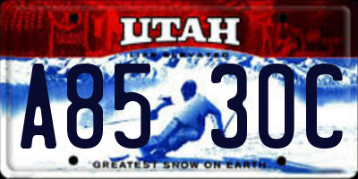 UT license plate A853OC