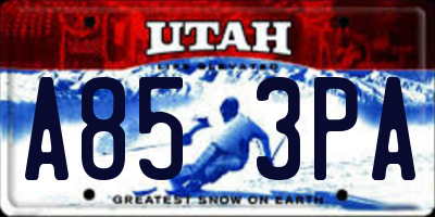 UT license plate A853PA