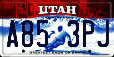 UT license plate A853PJ
