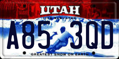 UT license plate A853QD