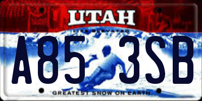 UT license plate A853SB