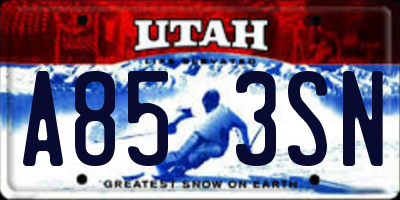 UT license plate A853SN