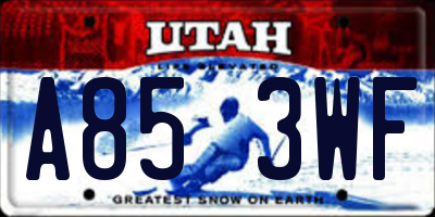 UT license plate A853WF