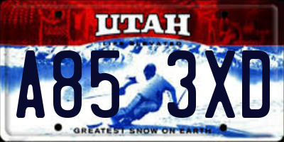 UT license plate A853XD