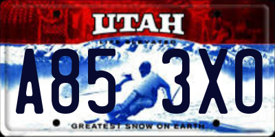 UT license plate A853XO