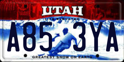 UT license plate A853YA