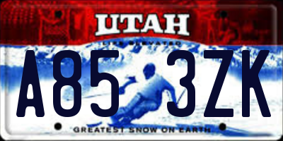 UT license plate A853ZK