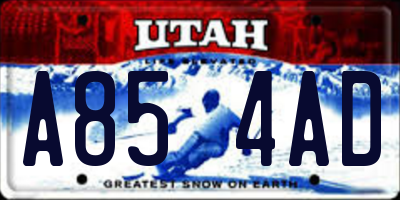 UT license plate A854AD