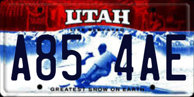 UT license plate A854AE