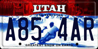 UT license plate A854AR
