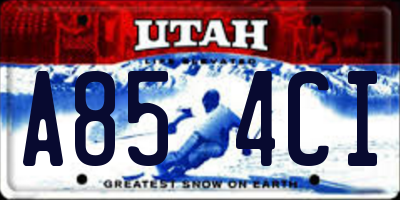 UT license plate A854CI