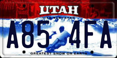 UT license plate A854FA
