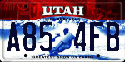 UT license plate A854FB