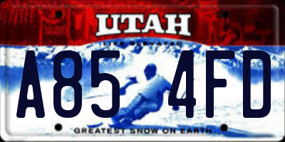 UT license plate A854FD