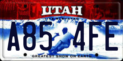 UT license plate A854FE