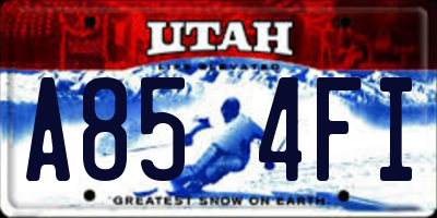 UT license plate A854FI