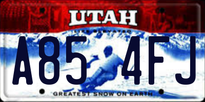 UT license plate A854FJ