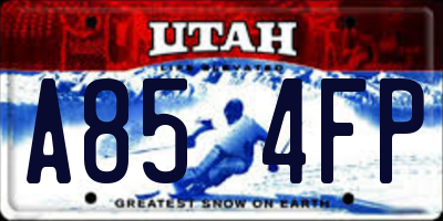 UT license plate A854FP