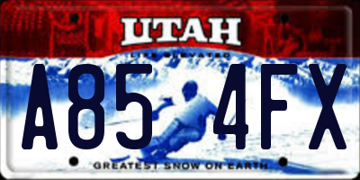 UT license plate A854FX