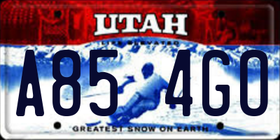 UT license plate A854GO
